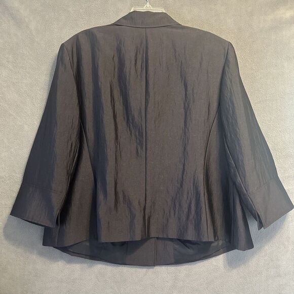 Lafayette 148 New York Button Front Blazer Jacket Size 18 Black Silk Blend - Picture 4 of 9